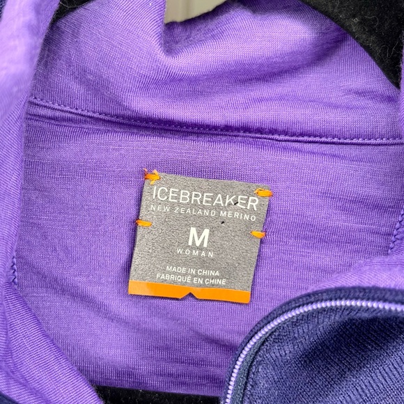 Icebreaker Merino Dark Purple/Midnight Blue Quarter Zip Sweater Great Cond - Picture 3 of 3